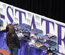 Cupcakes being served at the 150th kickoff event in Ahearn Field House.