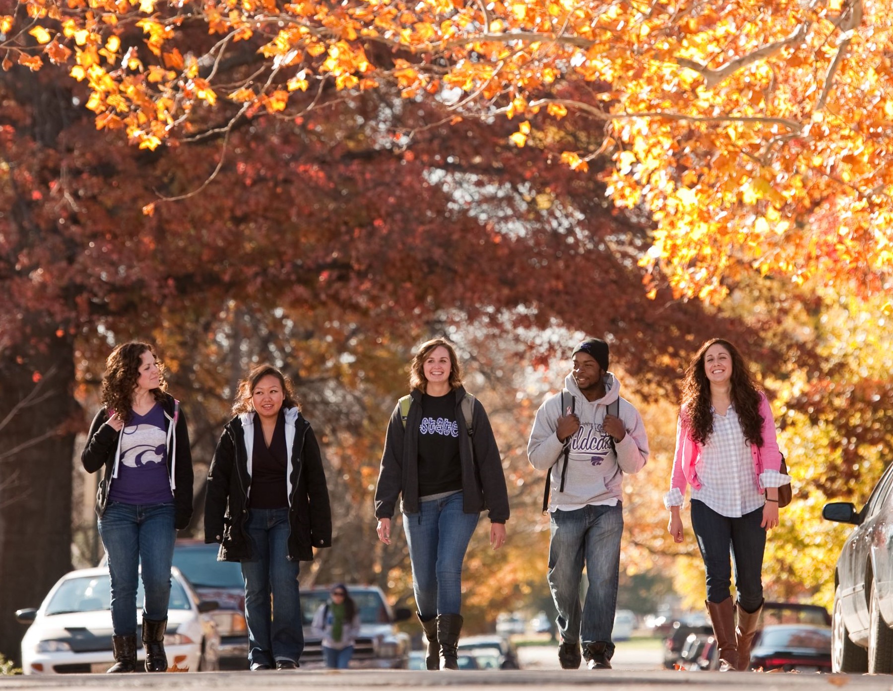 Students walking on K-State Campus