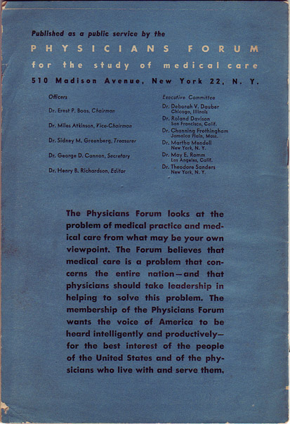 For the People's Health, back cover