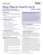 sleep leaders guide