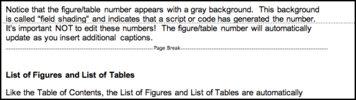 Image showing what a page break looks like in Word 07.