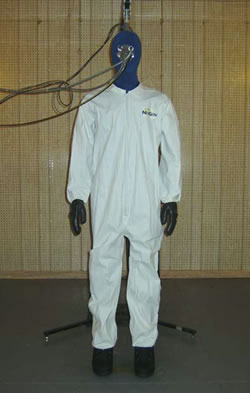 manikin with white jumpsuit