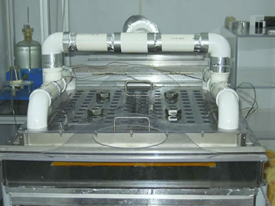 vertical air flow hood over hot plate