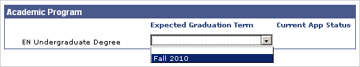 Apply for Graduation: Academic Program Picture of the screen where the Expected Graduation Term is applied to each Academic Program.