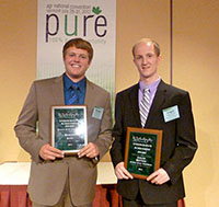 Kays and Britton receiving their undergraduate achievement awards.