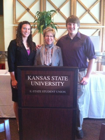 Martinez with students Allison Dorau, Ryan Meyers 