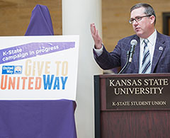 President Schulz speaks at the United Way kickoff Friday.