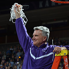 Coach Weber celebrates the 2013 Big 12 Championship.