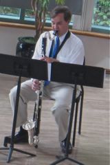 Tod Kerstetter performs on the bass clarinet.