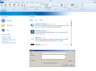A screenshot of the NVivo New Project interface