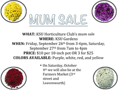 Horticulture Club Mum Sale