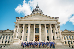 Summer Choral Institute students stand on the south steps of the Capitol