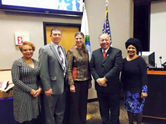 Mildred Edwards, Mark Dodd, Provost April Mason, Principal Chief George Tiger, Associate Provost Myra Gordon