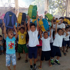 Students with their school supplies