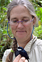 Alice Boyle with a manakin