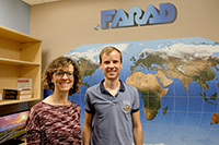 Ronette Gehring, left, with Mathias Devreese from Ghent University in Belgium, who visited K-State for three months this fall to learn more about pharmacokinetic and pharmacodynamic modeling.