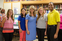 Dean Mercer with several future teachers at the Spring 2016 Undergraduate Research Fair.