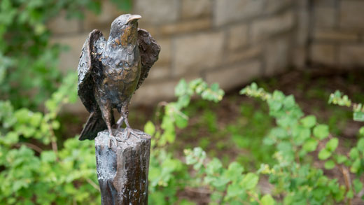 Bird statue in the Gardens