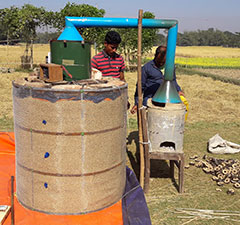 Villagers in Bangladesh are using a portable dryer developed by researchers to help preserve rise and reduce the risk of mold during storage.