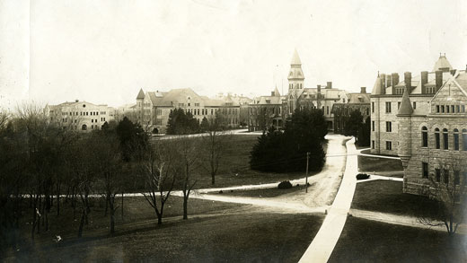 1914 view of Kansas State University's Manhattan campus