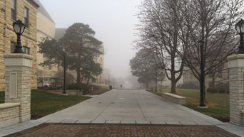 Fog on the Manhattan campus