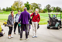 Dean with students