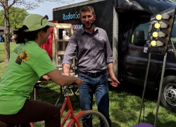 Ride our bikes at the Energy Efficiency Expo to feel the power required for different bulbs Ride our bikes at the Energy Efficiency Expo to feel the power required for different bulbs