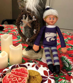 Ernie the elf from the K-State Alumni Assoc. enjoyed the HDFS hygge