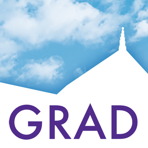 GRAD logo with Hale Library roofline