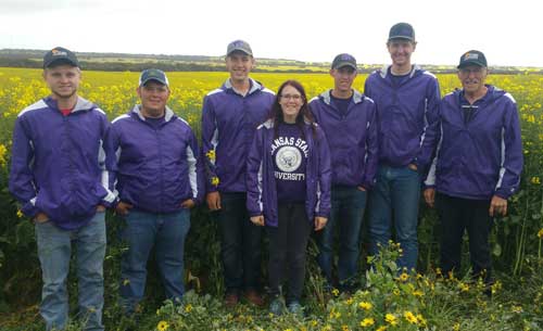 K-State Collegiate Crops Team at the Australian Universities Crops Competition ( l to r): Wes Jennings, Nate Dick, Jayden Meyer, Madison Tunnell, Luke Ryan, Blake Kirchhoff, Dr. Kevin Donnelly - Coach