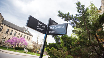 Street signs on campus