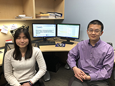 Yi-Hsien Cheng, left, and Zhoumeng Lin, authors of the study, used a modeling and simulation approach to research the efficiency of nanomedicine for cancer treatment.