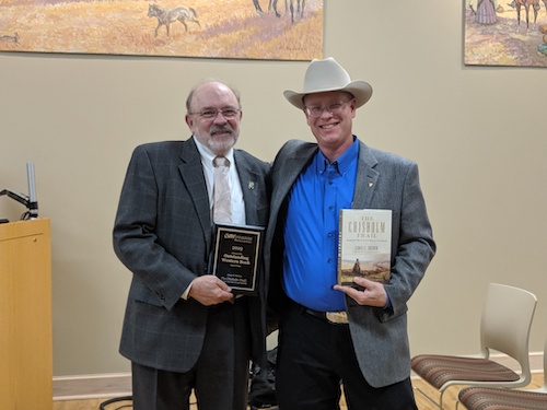 James Sherow, left, with Alex Hunt (right), Director of the Center for the American West in Canyon, TX. March 5th, 2020.