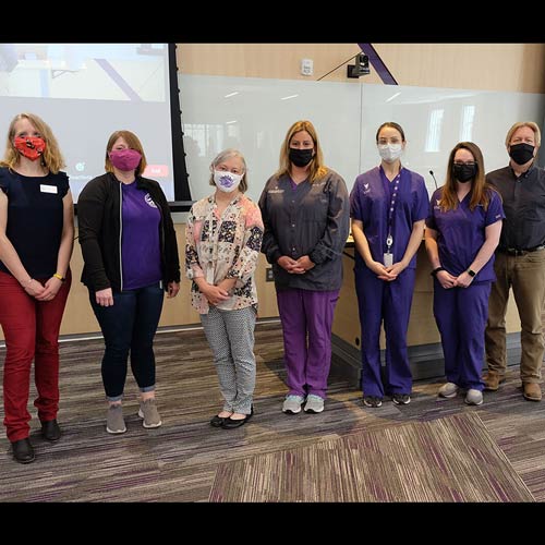 (From left to right) Kristina Wyatt, Carrie Fiest, Marla Pyle, Jennifer Panzer, Amber Melton, Brooke Neiberger, and Kent Nelson.