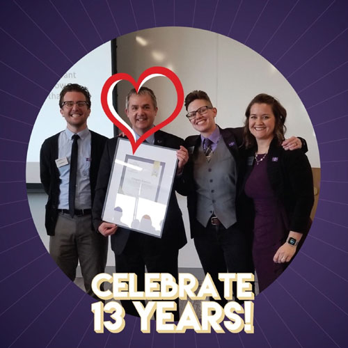 K-State First Team, Brent Weaver, Greg Eiselein, Mariya Vaughan, and Mandi McKinley, with a heart around Greg Eiselein