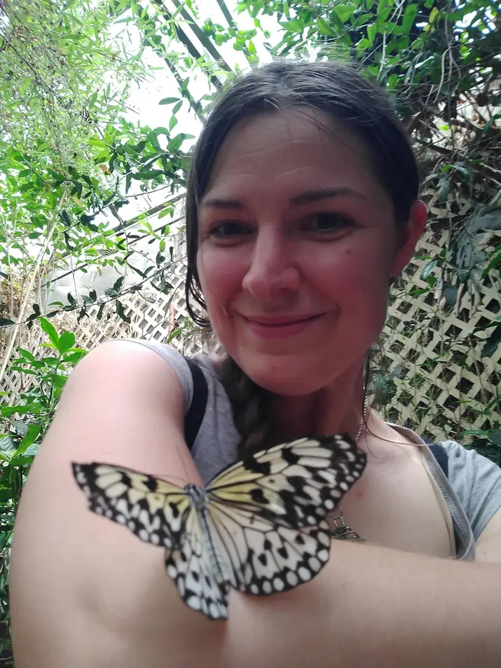 Portrait of Nicole Kucherov with butterfly. Portrait of Nicole Kucherov with butterfly.