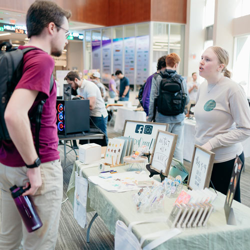 Students at the 2023 student entrepreneur business showcase