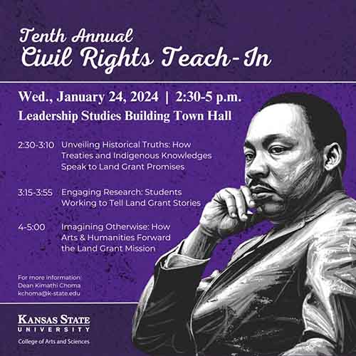 Graphic showing event details and image of Martin Luther King, Jr.