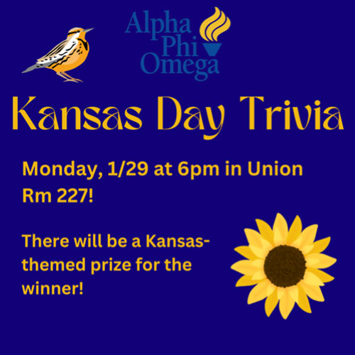 Graphic describing APO's Kansas Day Trivia event