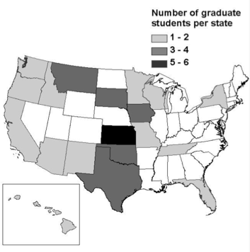 Number of graduate students per state infograph