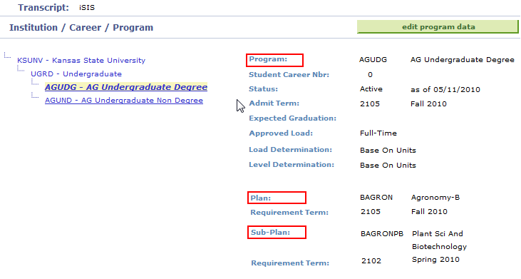 View Program Plan