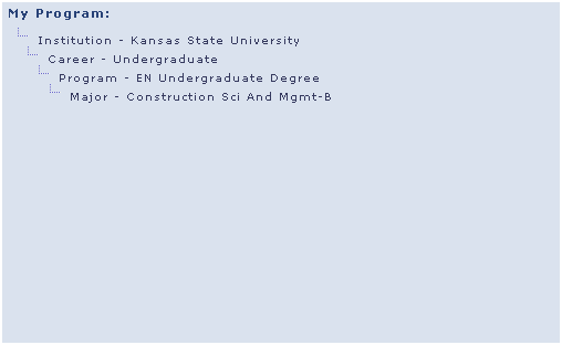 Picture of the My Program list from the My Academics page.