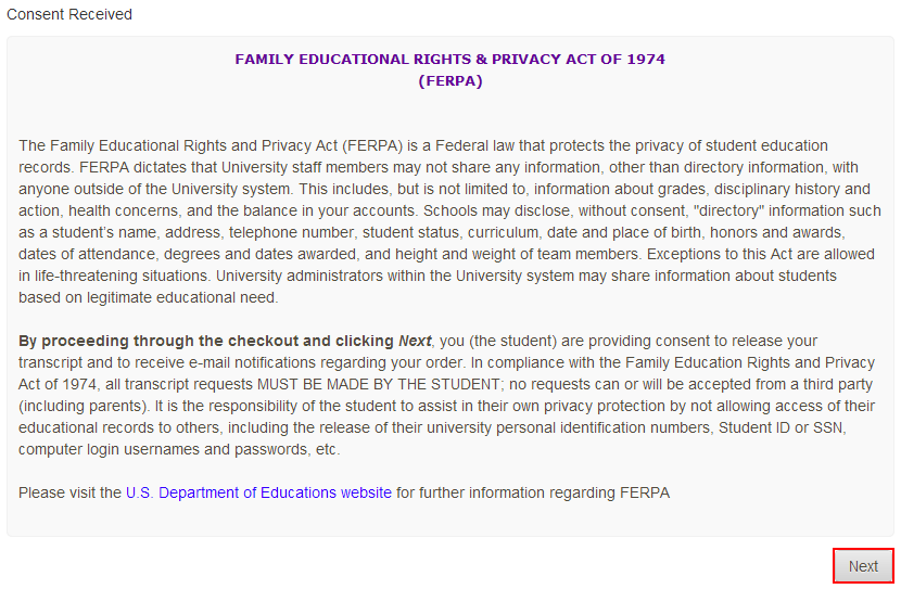 Review FERPA information