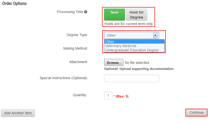 Select the Processing Time