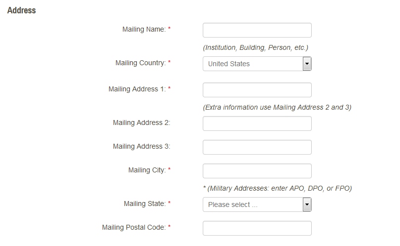 Enter the desired mailing options