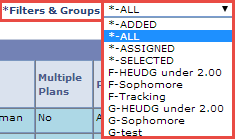 Select the desired Filter or Group from the Filters and Groups drop-down