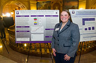 Kelly Foster, master's student in biomedical sciences, presents her award-winning poster at the Capitol Graduate Research Summit in Topeka.
