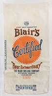 cotton flour sack with Blair's label