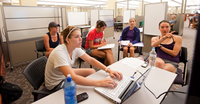 students in Hale Library