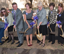 President Schulz and other supporters break ground for the Justin Hall expansion.